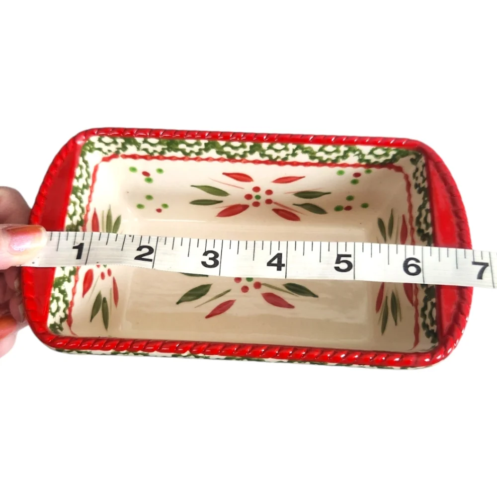 NIB Temptations Ceramic Old World Holiday Floral 12 Oz Mini Loaf Pan Dish